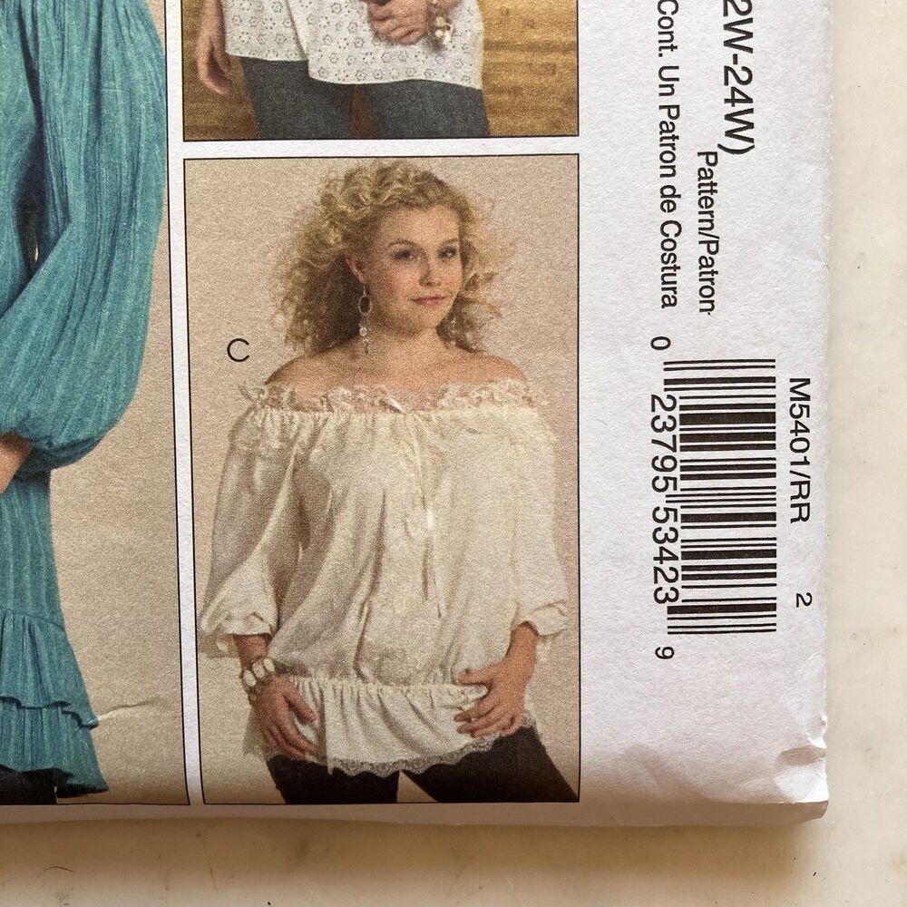 McCall's‎ Pattern M5401 Women's Peasant Blouses Size 16W-22W-24W Uncut FF Boho - Picture 4 of 8